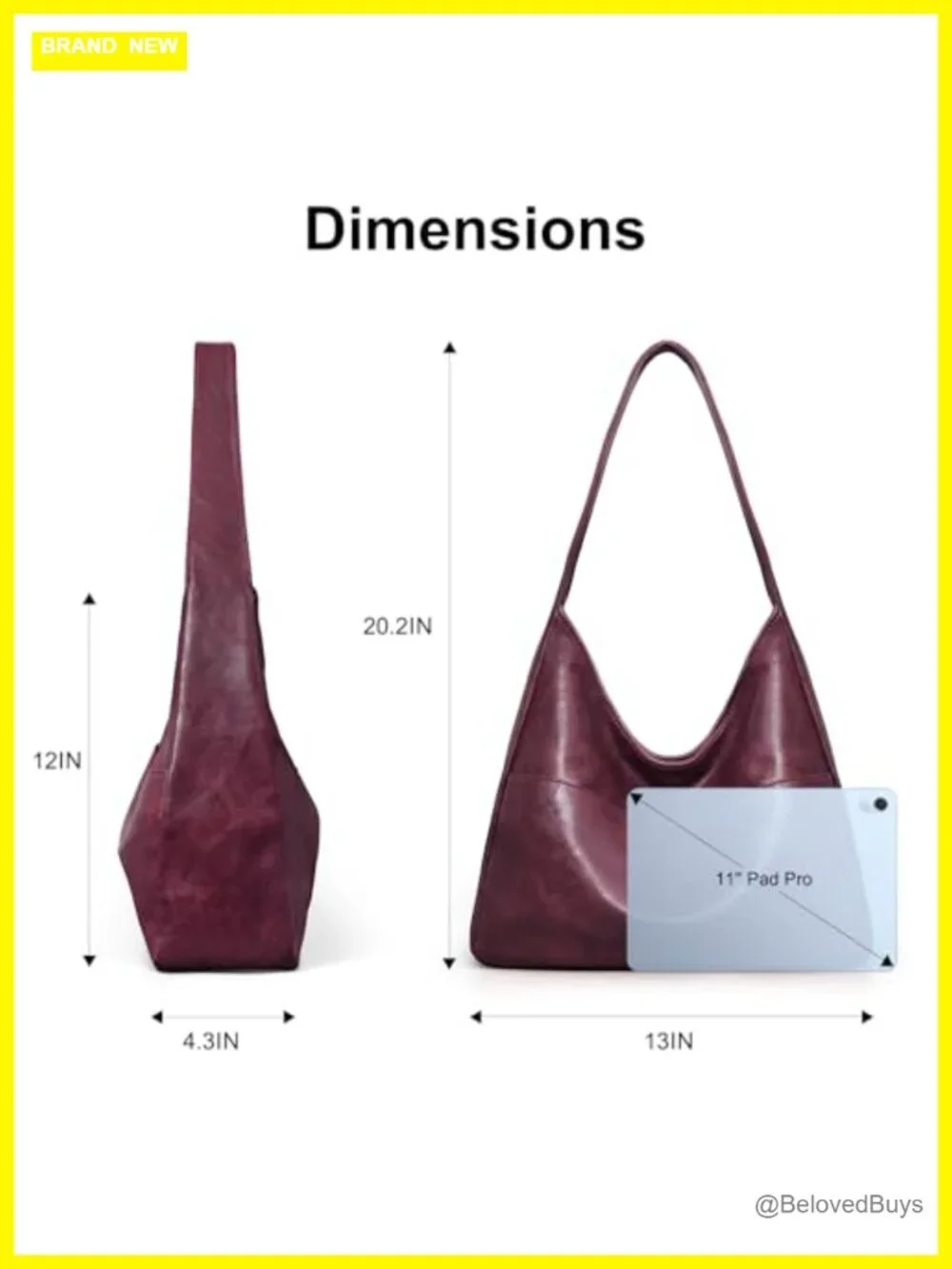 Slouchy Hobo Bag Vegan Leather Shoulder Tote Handbag